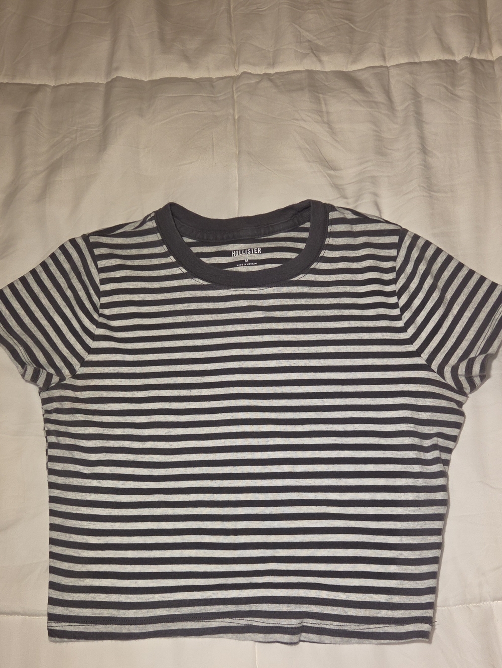 Hollister Black & White Striped Short Sleeve Tee